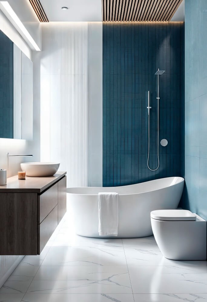 Professional bathroom remodeling consultation - Expert contractors discussing project details with homeowners
